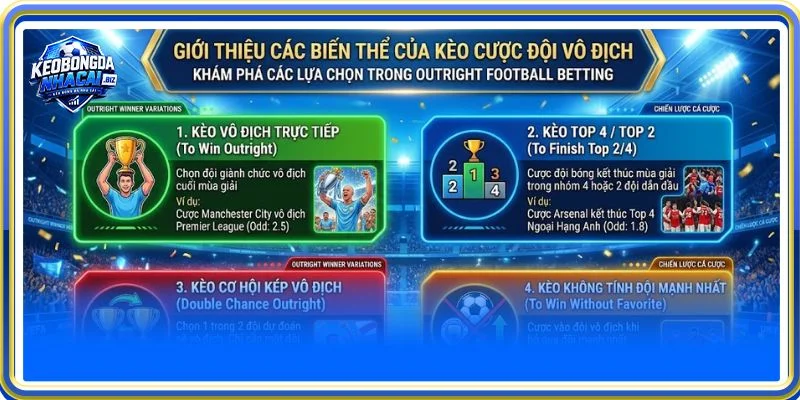 Có nhiều phiên bản kèo cược đội vô địch nên chơi 